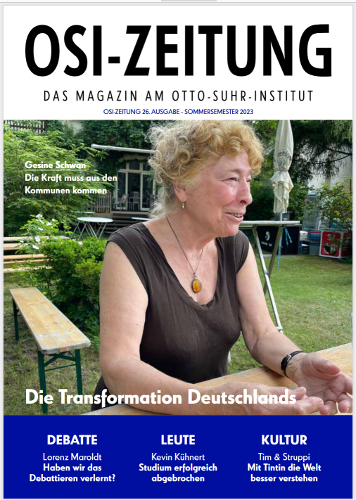 Titelbild
        OSI-Zeitung 26 mit Foto Gesine Schwan in ihrem Garten